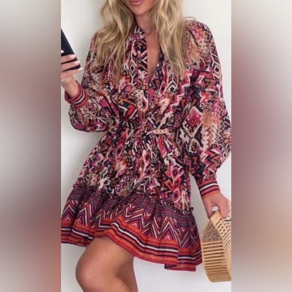 Zara The Angie Dress Long Sleeve w/belt Size Small